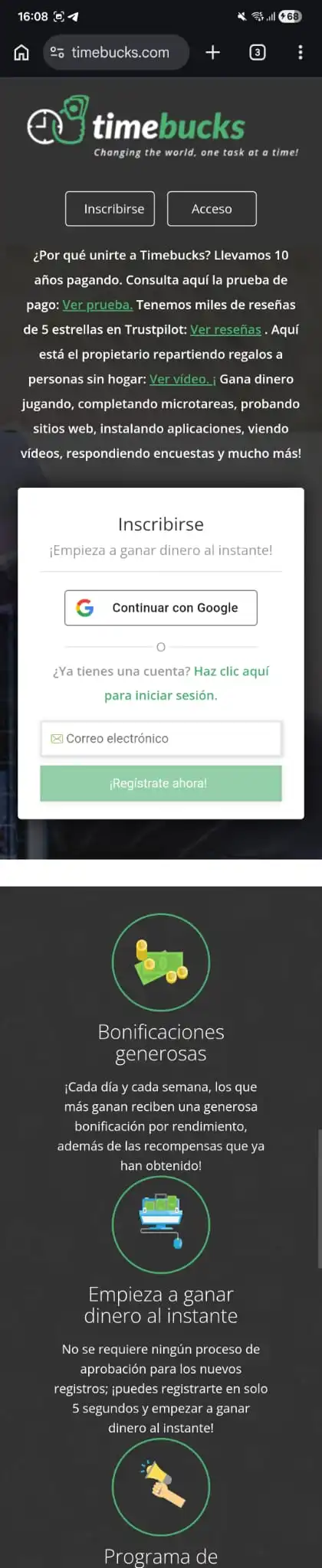 En timebucks puedes ganar dinero de muchas formas diferentes