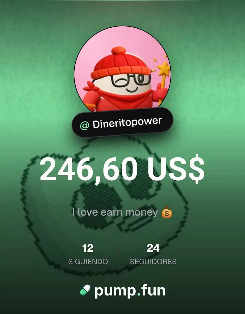 Esta es mi cuenta de pump fun 2 dias despues de registrarme
