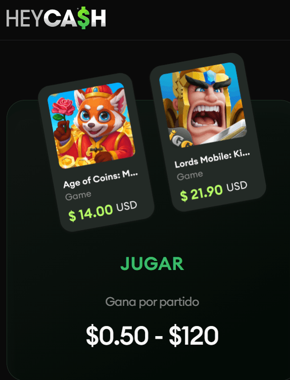 Heycash te permite ganar dinero por probar juegos y hacer encuestas