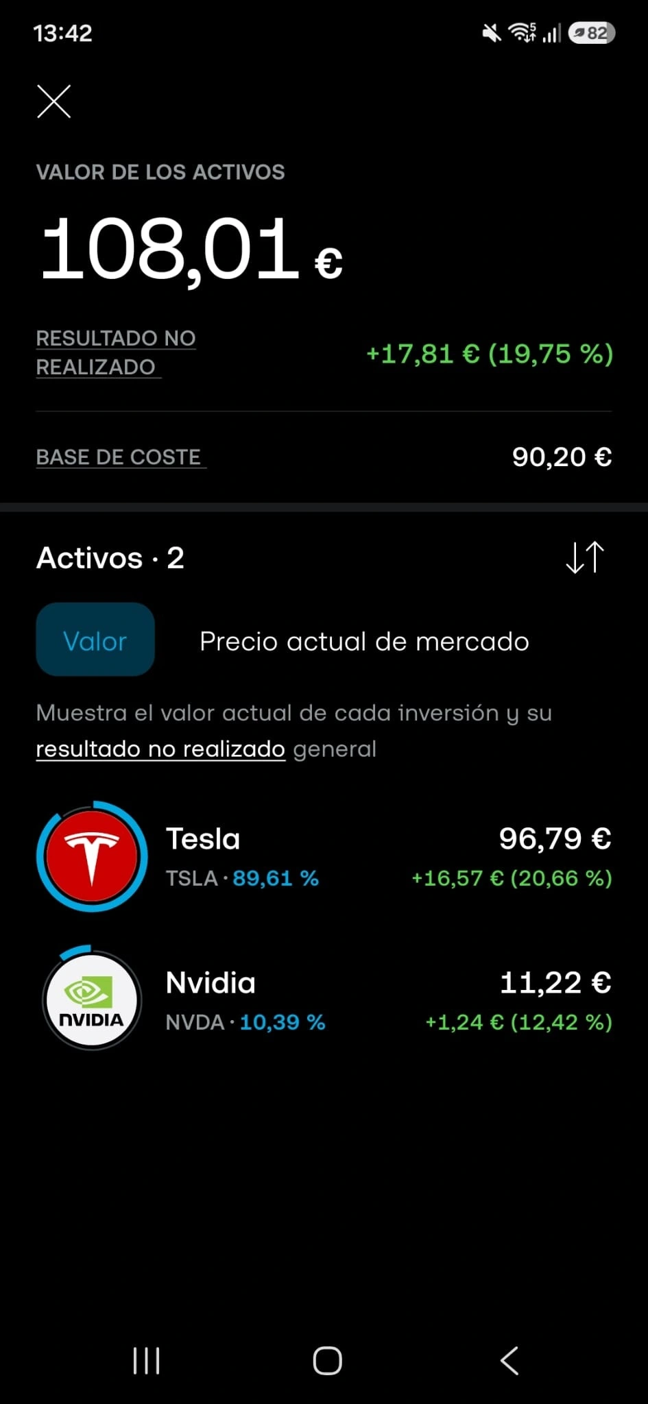 Mi Acción gratis de trading 212 se ha revalorizado y ahora vale mas en el mercado