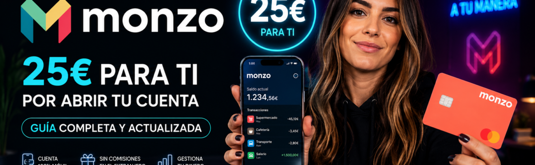 Nueva promoción de Monzo consigue 25€ si entras entre los primeros 10.000