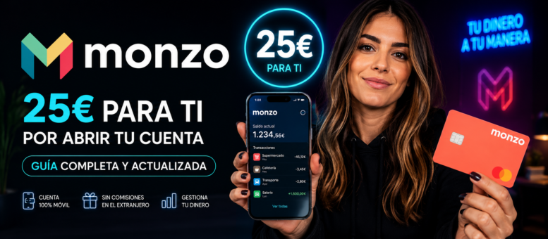 Nueva promoción de Monzo consigue 25€ si entras entre los primeros 10.000