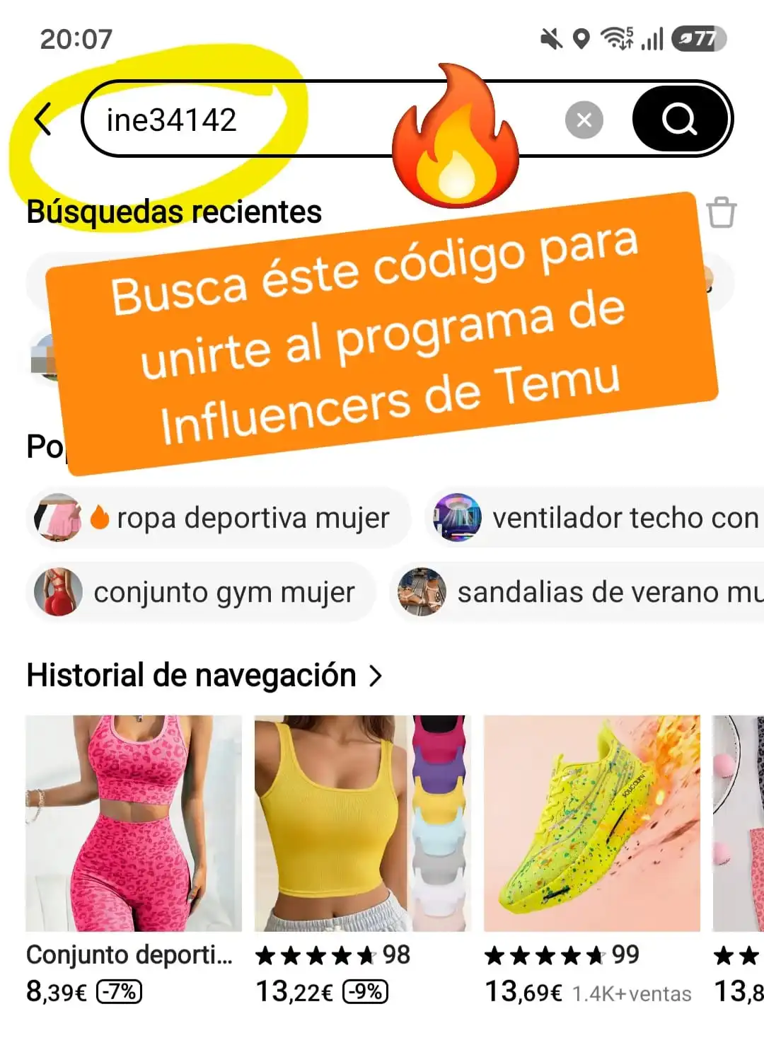 código para unirte al programa de influencers de temu