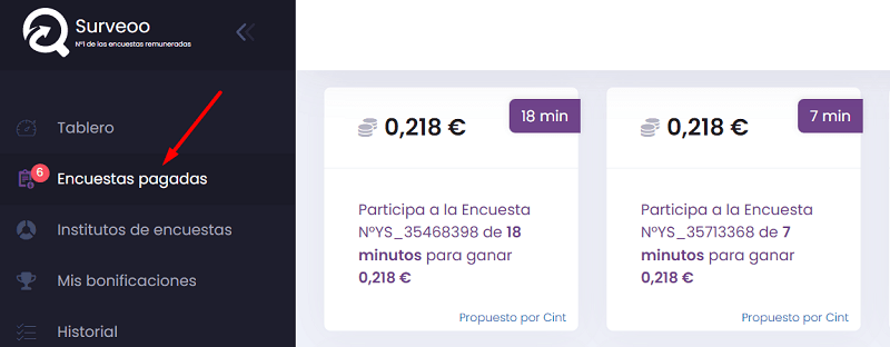 ejemplo de encuestas pagadas en surveoo