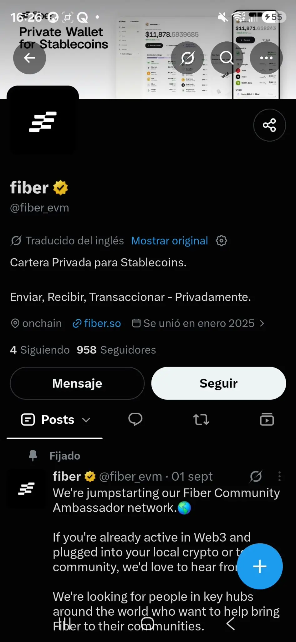 fiber so es una cartera privada de Stablecoins para hacer transacciones privadas