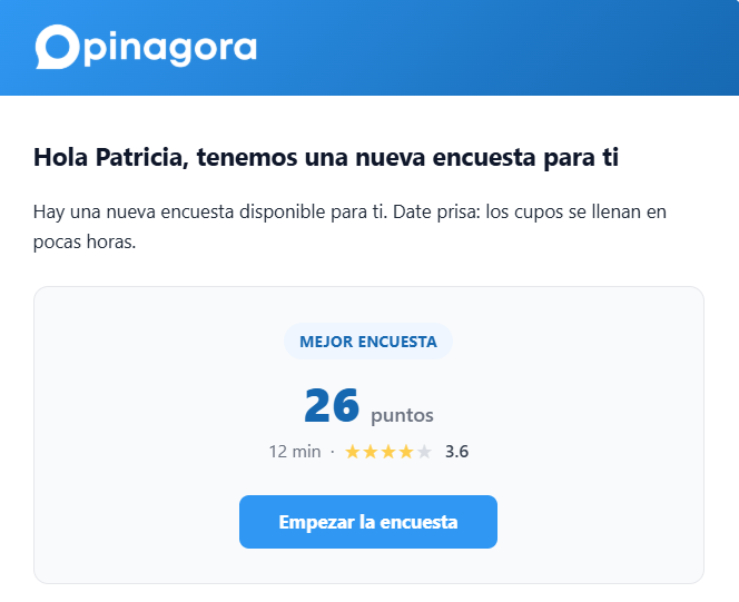 las encuestas disponibles llegan a tu bandeja de entrada