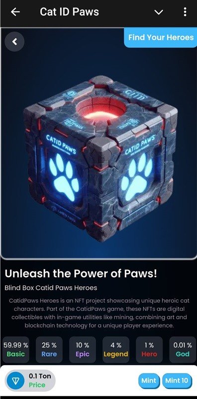 mintear TON en Cat id paws