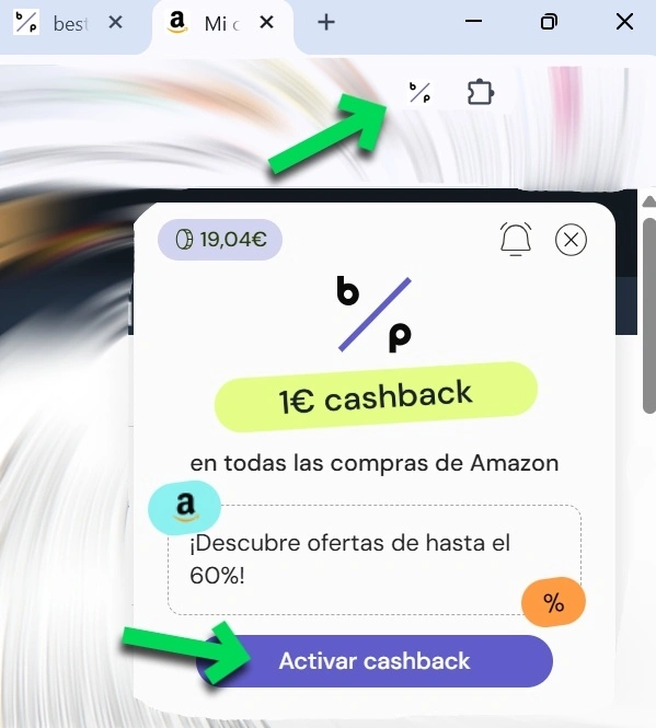 para gana dinero comprando en amazon tienes que instalar la extension de bestprice