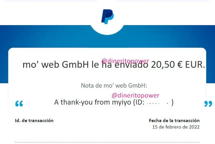 prueba de que myiyo paga por paypal