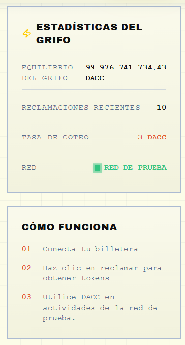 reclama DACC cada 24 horas en la faucet