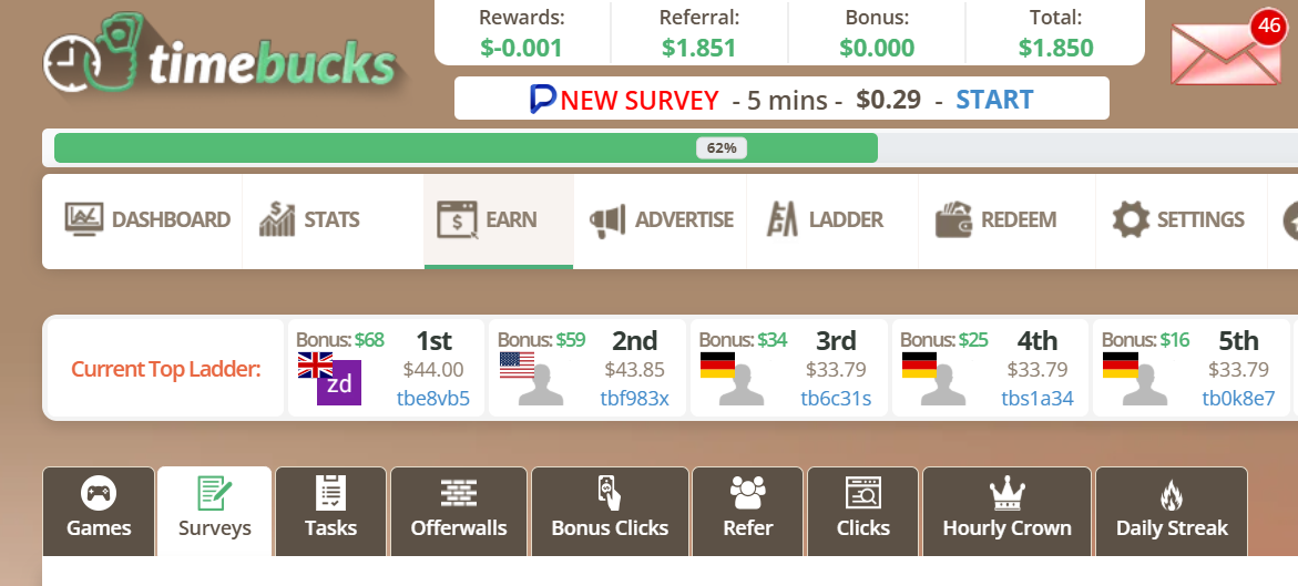 timebucks cuenta con mas de 10 maneras de ganar dinero. Merece la pena si empleas tiempo
