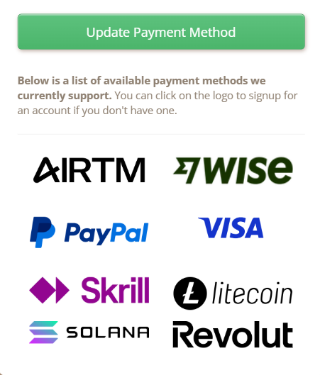 timebucks ha incorporado nuevos metodos para cobrar como revolut, wise y criptomonedas