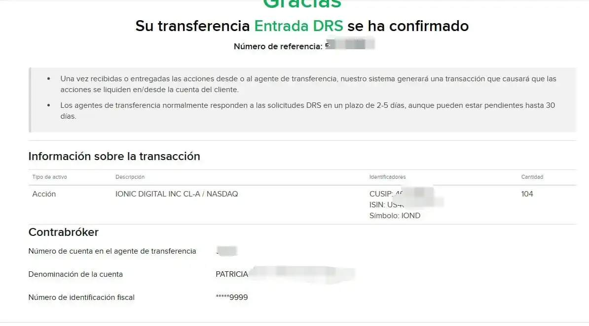 transferencia DRS conseguida al tercer intento en Interactive Brokers